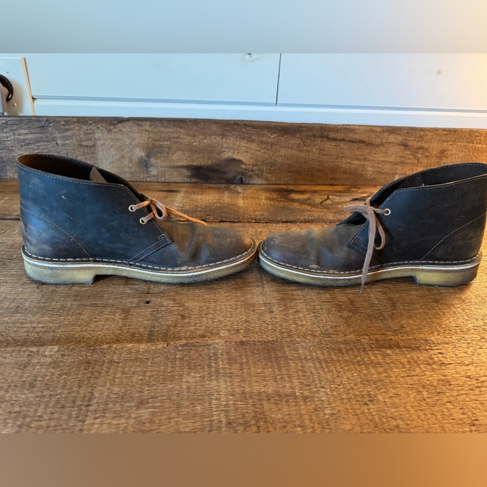 Clarks Desert Boots Men’s 6.5 Brown Leather Crepe Sole Chukka Boots Classic - Picture 4 of 6